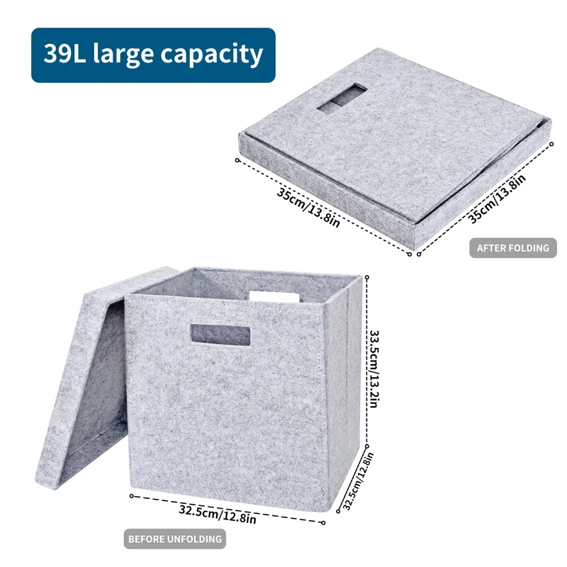 

Foldable Storage Box with Lid Felt Kids Toy Organizer Box Sundries Books Storage Organizer Board Home Orgaiser
