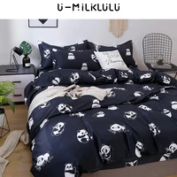 panda bedding set kawaii sheet set 150 single double queen king size elastic duvet cover pillowcase black bed comforters 180x200