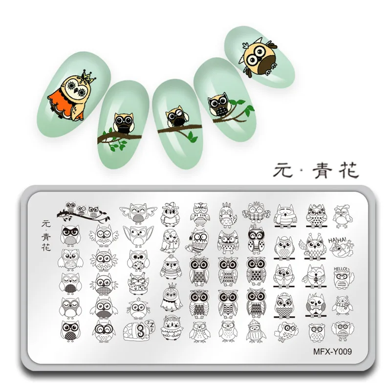 

MiFanXi Rectangle Nail Stamping Plates Template Beautiful DesignPlateCute Animal Birdie Manicure Nail Art Stamp Image