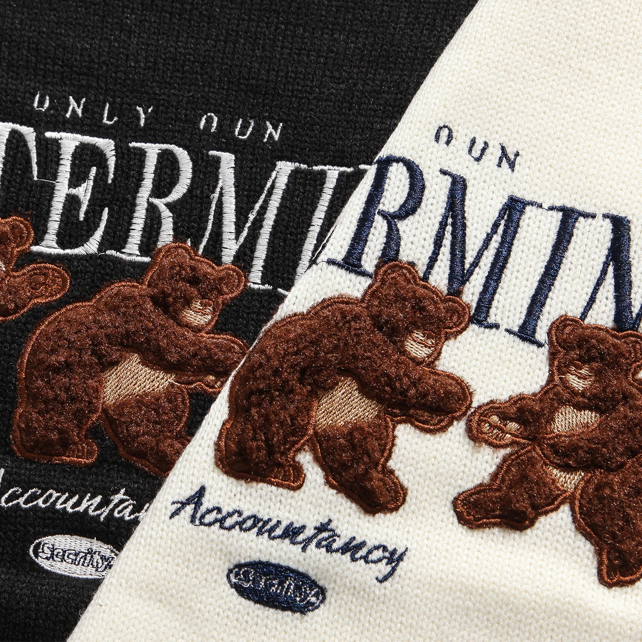 

Bear Print Patchwork Men Knitted Sweater 2021 Harajuku Oversize Hip Hop Cotton Pullover Couple Unisex