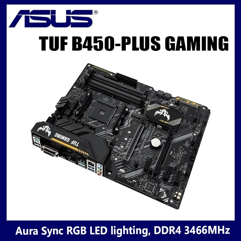 Günstig Buchse AM4 Asus TUF B450-PLUS GAMING Motherboard AMD 64GB PCI-E 3,0 DDR4 R5 Desktop HDMI-Kompatibel Placa-mãe AM4 M.2 ATX Verwendet
