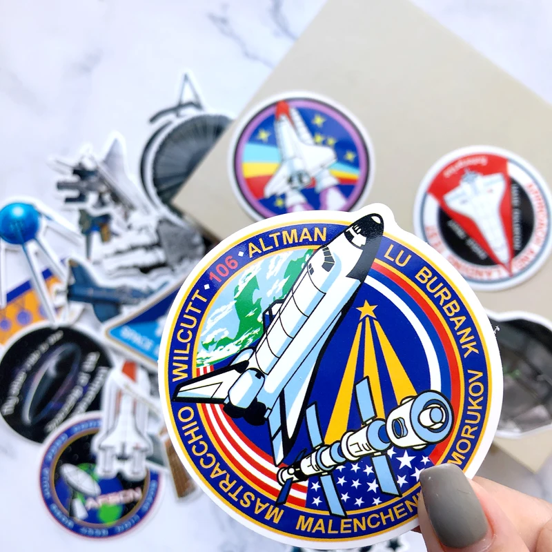 Pegatinas divertidas de astronauta del espacio exterior, pegatinas de cohete de avi&oacute;n para equipaje, port&aacute;til, nevera, motocicleta, Skateboard, pegatina, 34 Uds.-0