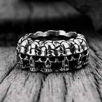 domineering 316l stainless steel skull ring punk style motorcycle party biker ring for men women wedding fashion ring jewelry