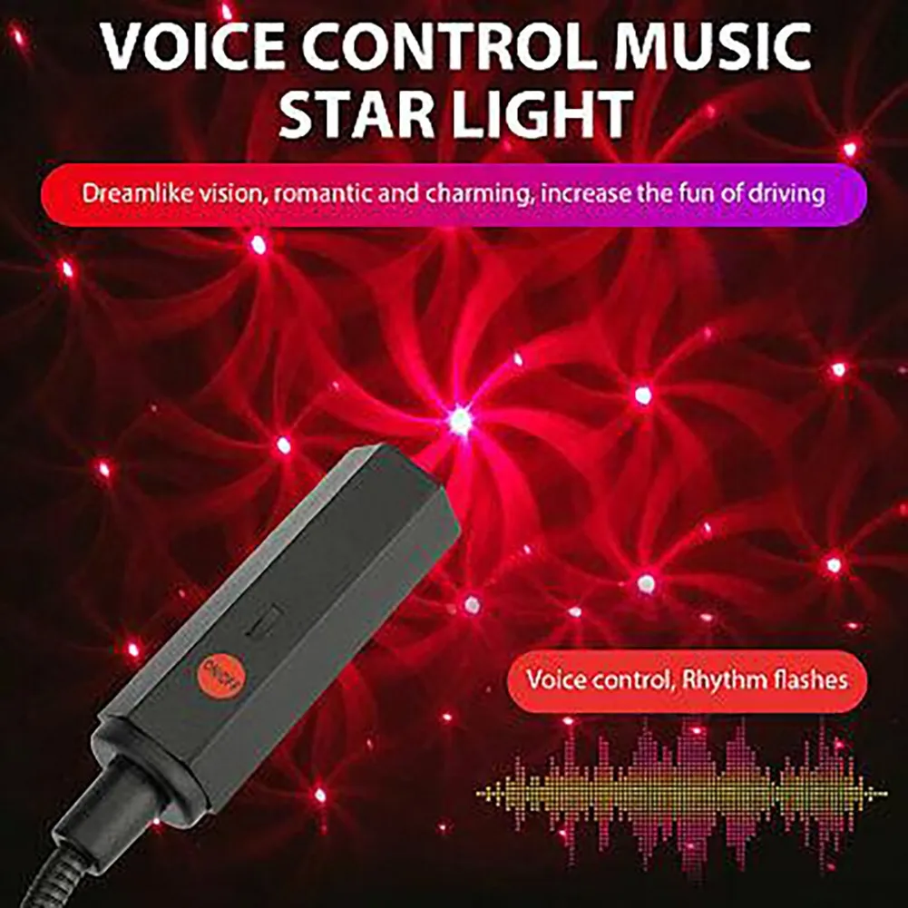 

USB Car Accessories Interior Atmosphere Star Lamp Ambient Star Night Light USB Projection Lamp