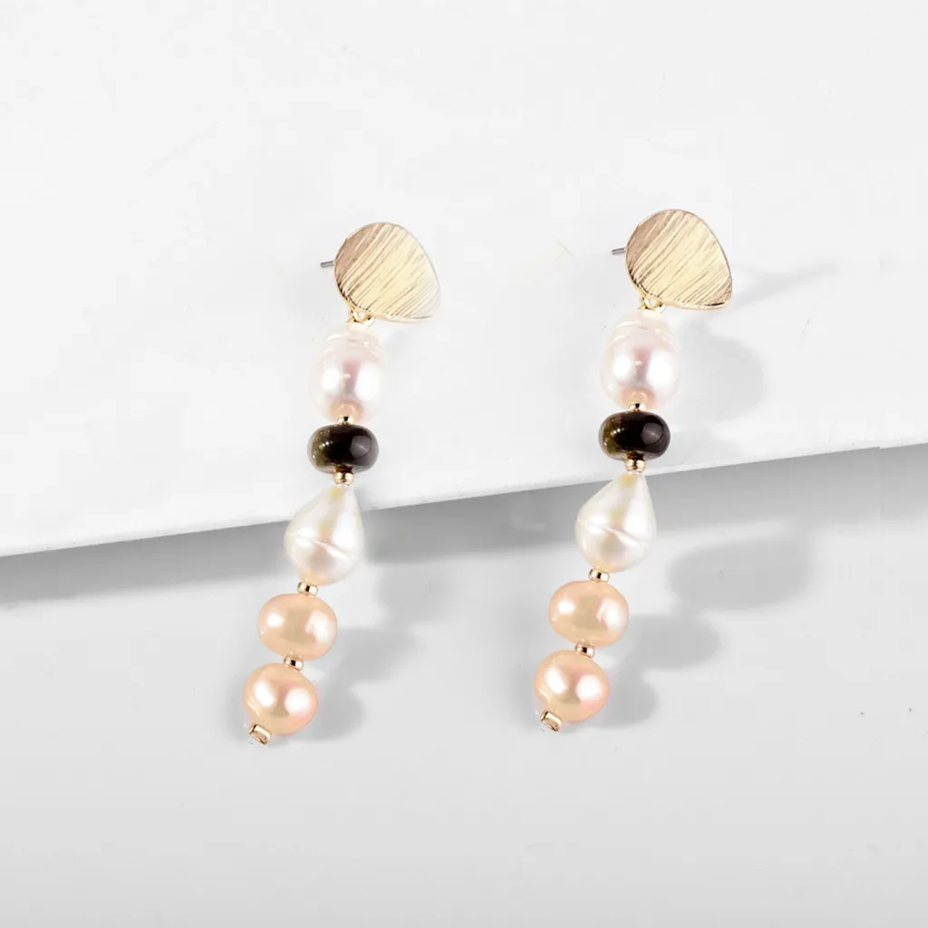 Новые Необычные Длинные серьги с металлическим жемчугом Женские Ювелирные