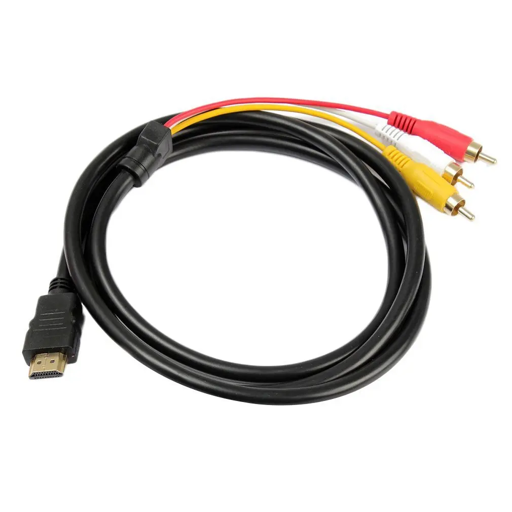

5 Feet 1080P HDTV HDMI-compatible Male to 3 RCA Audio Video AV Cable Cord Adapter