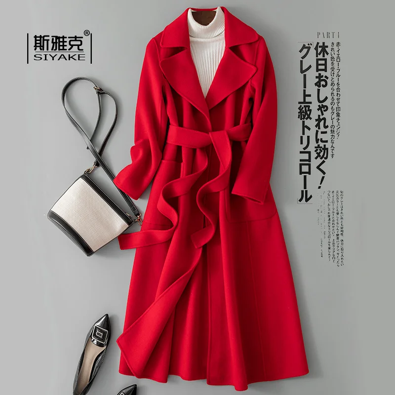 

European Station Double-sided Cashmere Woolen Coat Coat Female Mid-length Slim Temperament High-end European Goods
