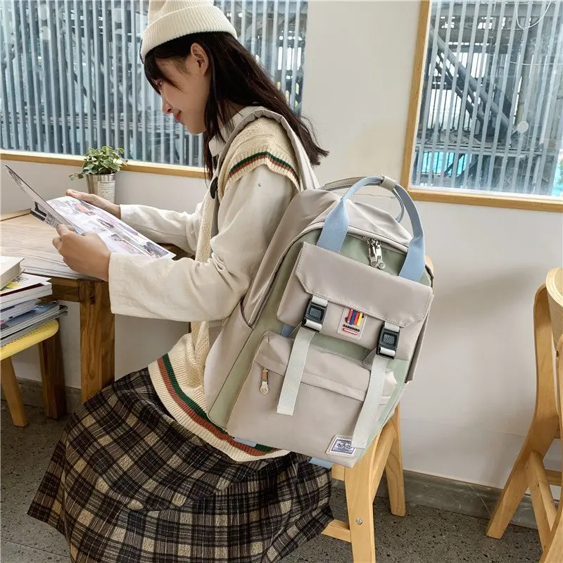 fashion school backpack waterproof nylon for women laptop ladies cute female rucksack kawaii student men black book bag mochila free global shipping