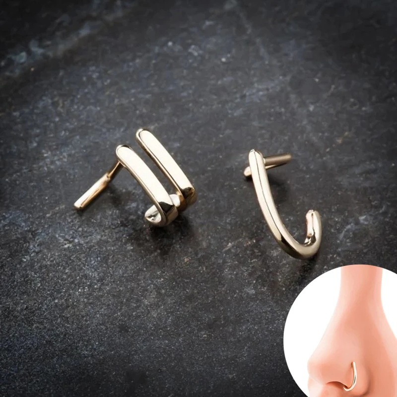 

2021 New Hot Eight Styles Simple Fake Nose Rings For Women Men Wholesale Punk Body Jewelry Party Gifts