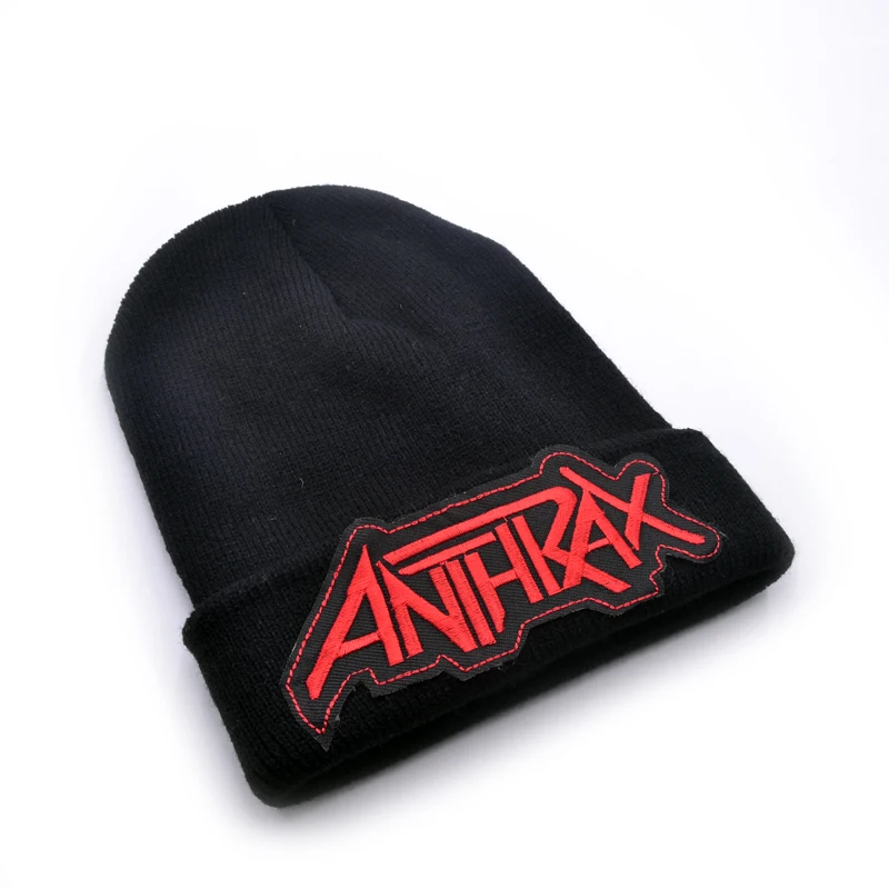 Последняя модель шерстяных шапок с логотипом группы Anthrax вязаные мужские зимние
