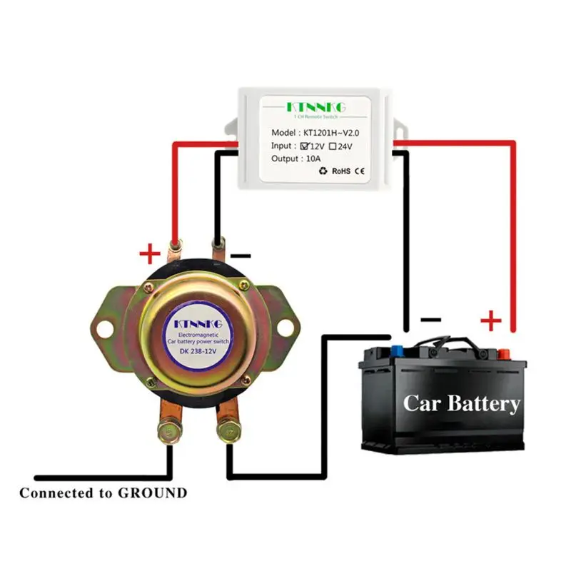 

1Set 100A Remote Control Solenoid Car Battery Switch Disconnect Latching Relay Battery Isolator Cut Off Vehicle Device