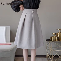 high waist black skirt women elegant casual vintage slim button a line skirts womens work wear streetwear fashion saias
