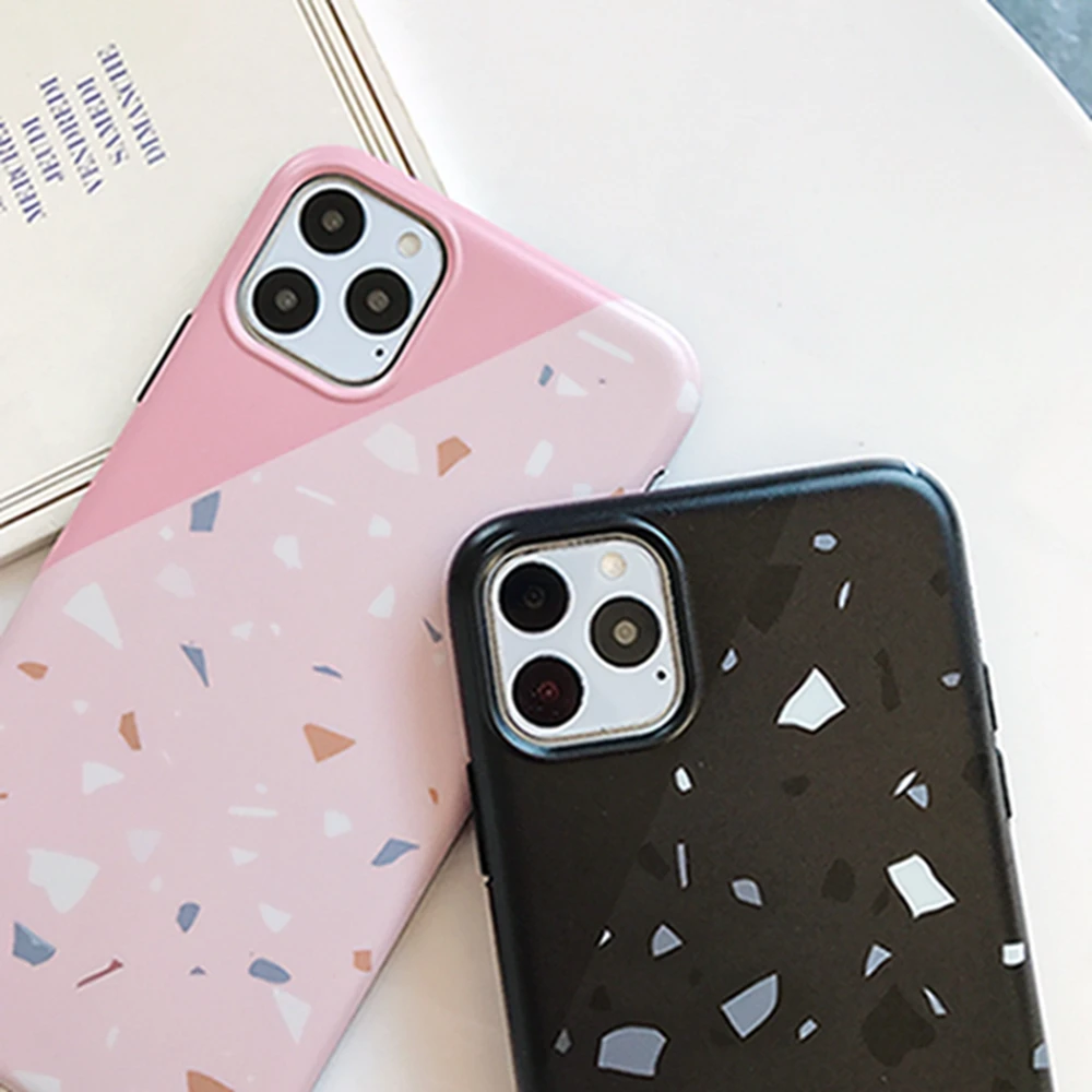 OTAO Electroplated Geometry Marble Case iPhone11 Pro MAX X XS XR Matte IMD Soft Cover For iPhone 7 8 6 6s Plus Pink Coque | Мобильные