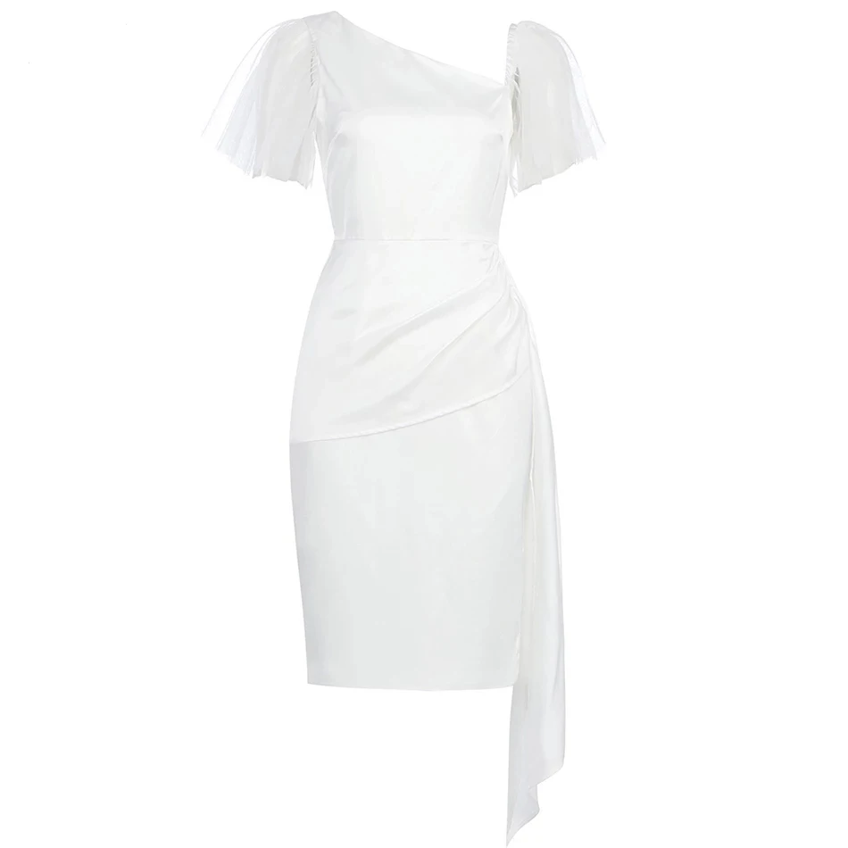 

Sladuo 2021New Summer Women Elegant White Lace Party Midi Dress Sexy Short Sleeve Celebrity Evening Runway Casual Club Dresses