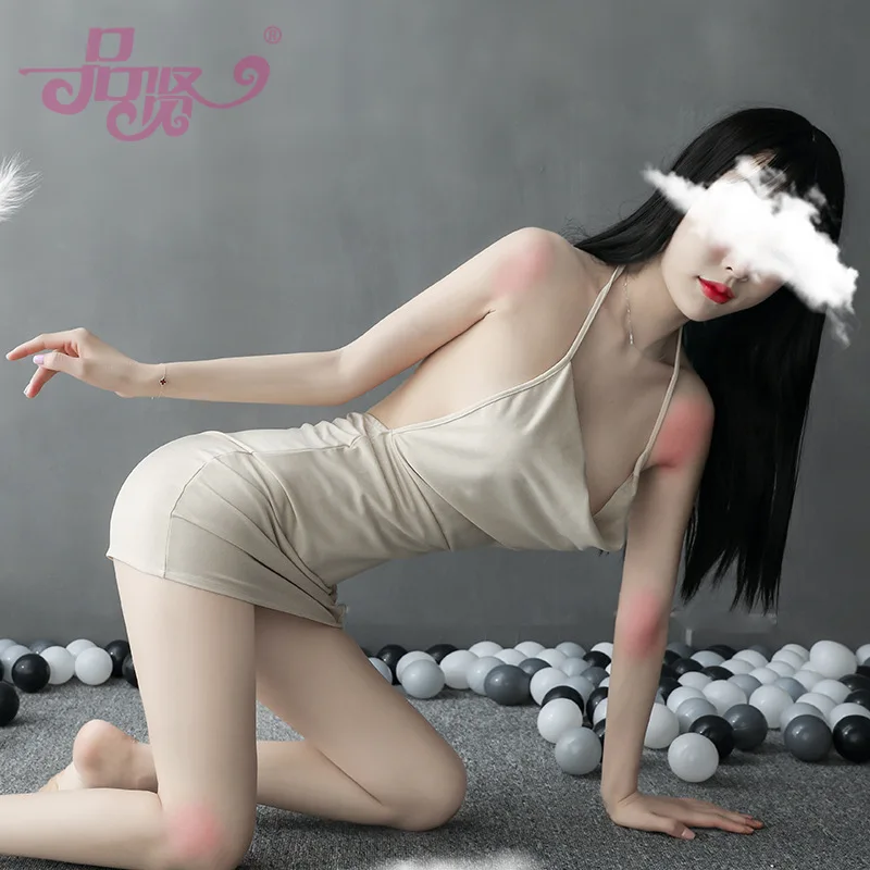 

2020 Hot French style Sexy Exotic Costumes Nightdress Women Split Nightgowns Home Temptation Sequins Nightwear Underwear