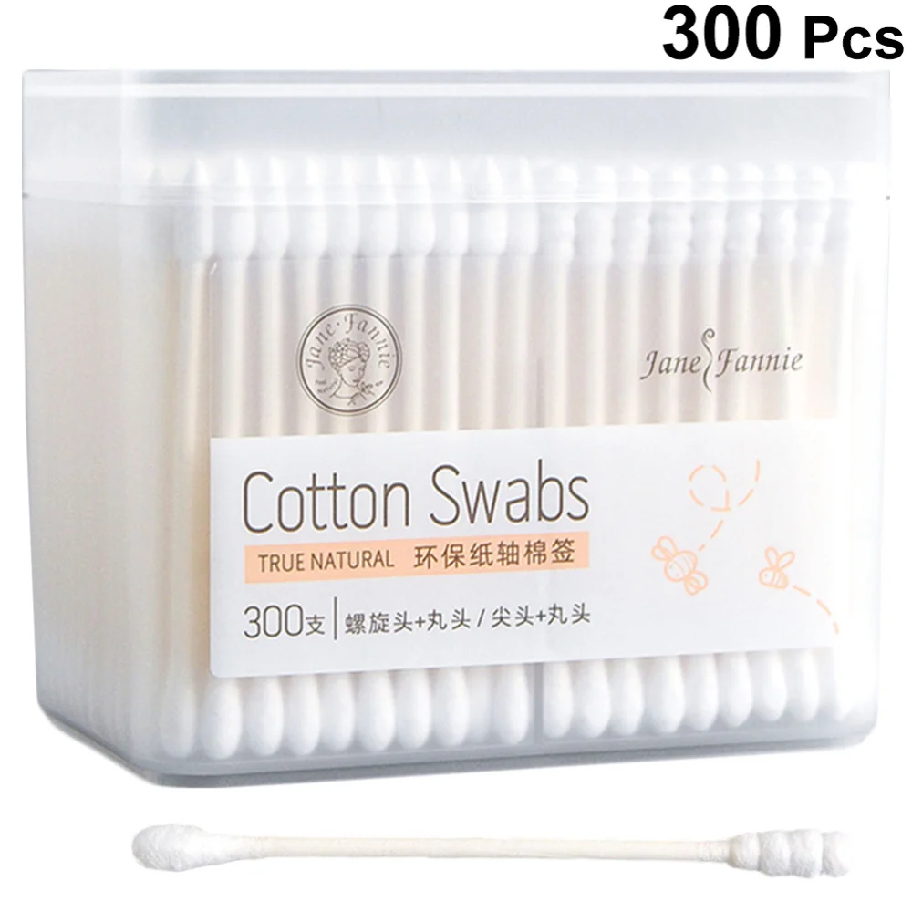 

300pcs of One Set Environment-friendly Cotton Swab Disposable Cotton Swab Double Head Sterile Rod Cleaning Swab Stick for Home T