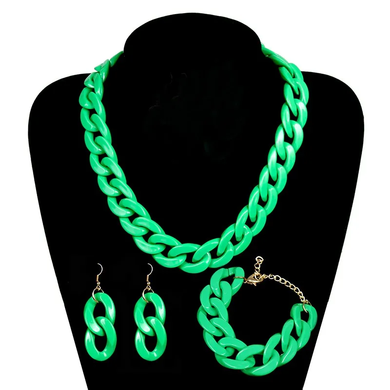 

Fashion Acrylic Long Chain Necklace Bohemian Chunky Plastic Chain Collar Necklaces Pendants For Women Bijoux Fashion Accessories