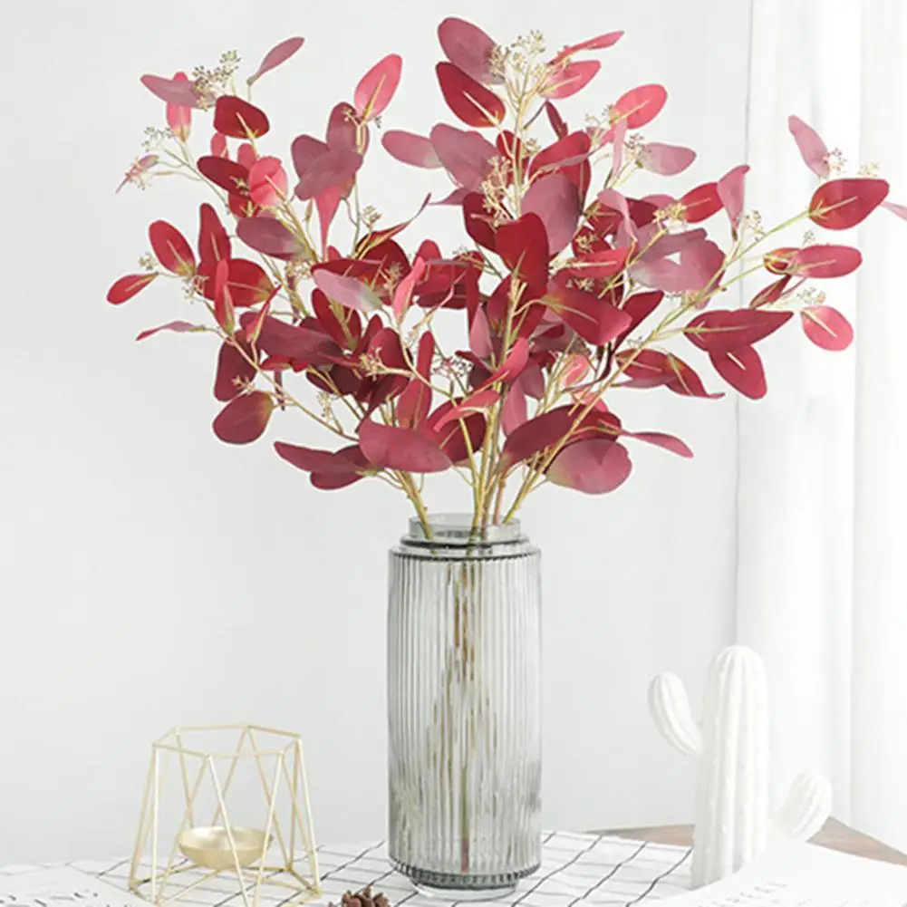 

Artificial Leaves Multi-purpose Bright-colored Faux Silk Flower Simulation Eucalyptus Leaves Display for Home Dining Table