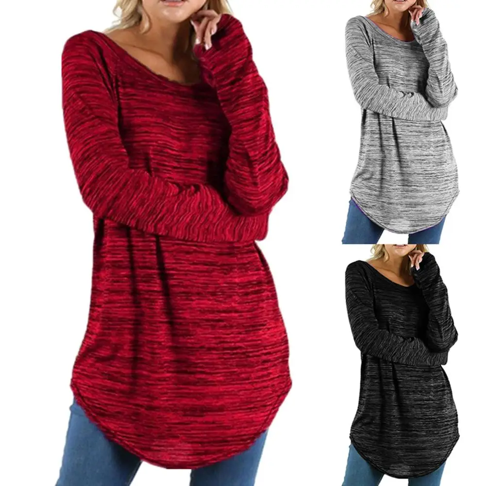 Модная женская футболка большого размера с длинным рукавом топ подходящий ко