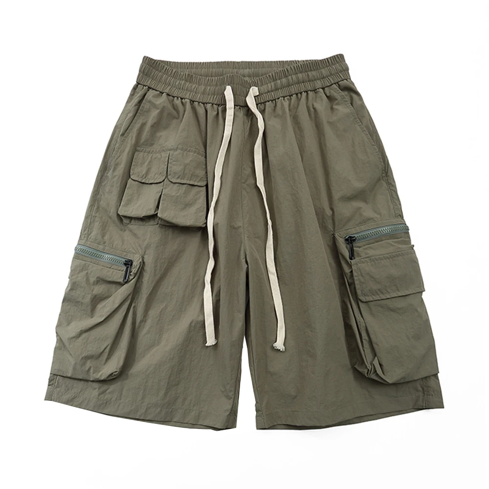 

Multi-Pocket Cargo Shorts Mens Summer Safari Style Knee-length Shorts Loose Casual Elastic Waist Half Pants Men