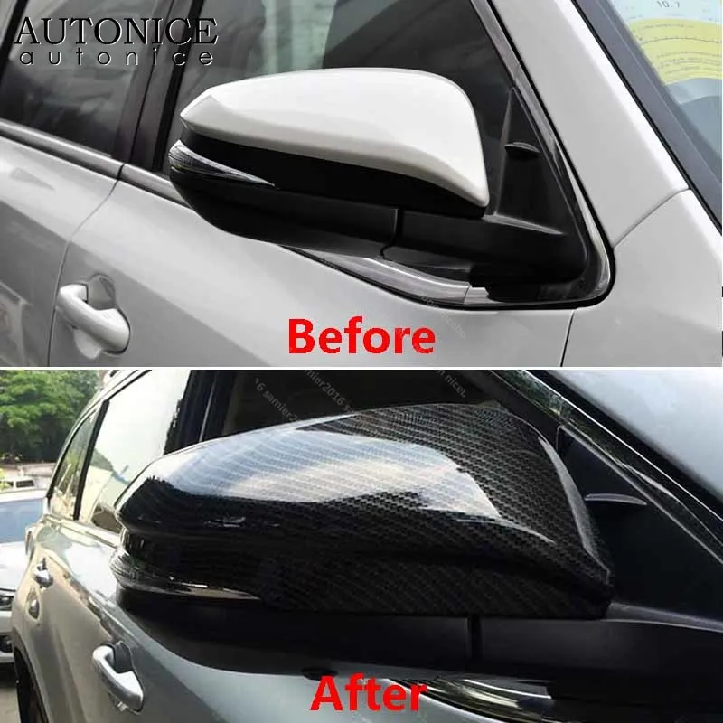 Цветное боковое зеркало заднего вида из углеродного волокна подходит для Toyota RAV4