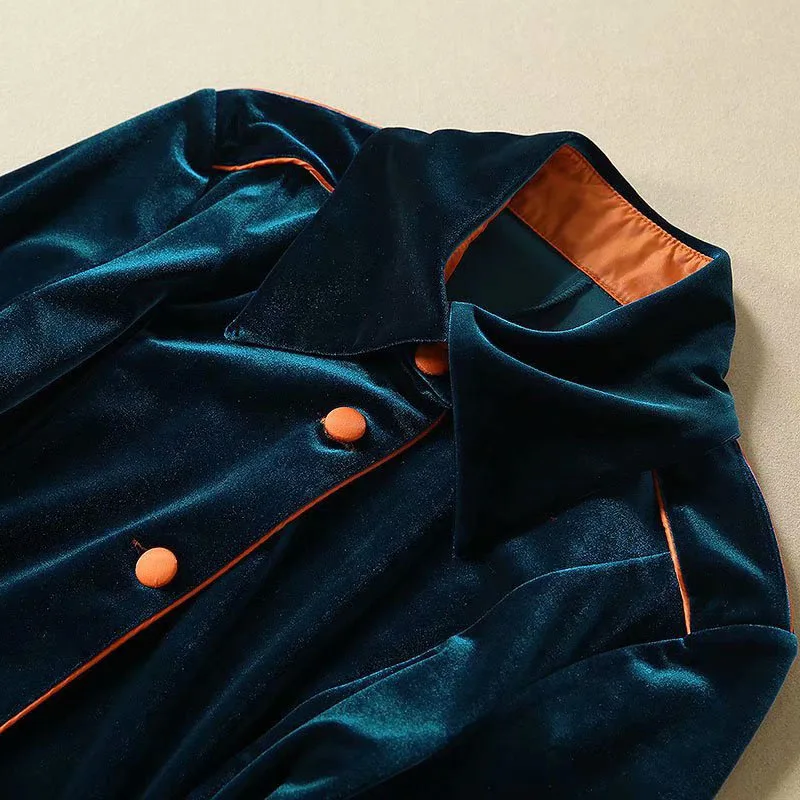 Женское однобортное платье с отложным воротником оранжевое Плиссированное