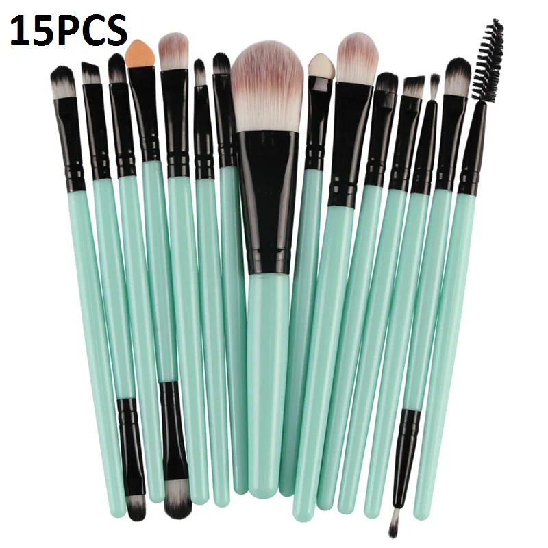 15pcs 15/20 шт. набор кистей для макияжа, инструменты для макияжа, косметический набор, набор для макияжа с деревянными ручками, брендовый набор кистей для макияжа Pincel Maleta De Maquiagem профессиональный - Handle Color: 15pcs