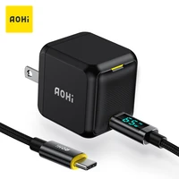 aohi magcube 65w gan charger type c pd charger with 100w usb c to c cable quick charger for macbook iphone 13 12 fast charging