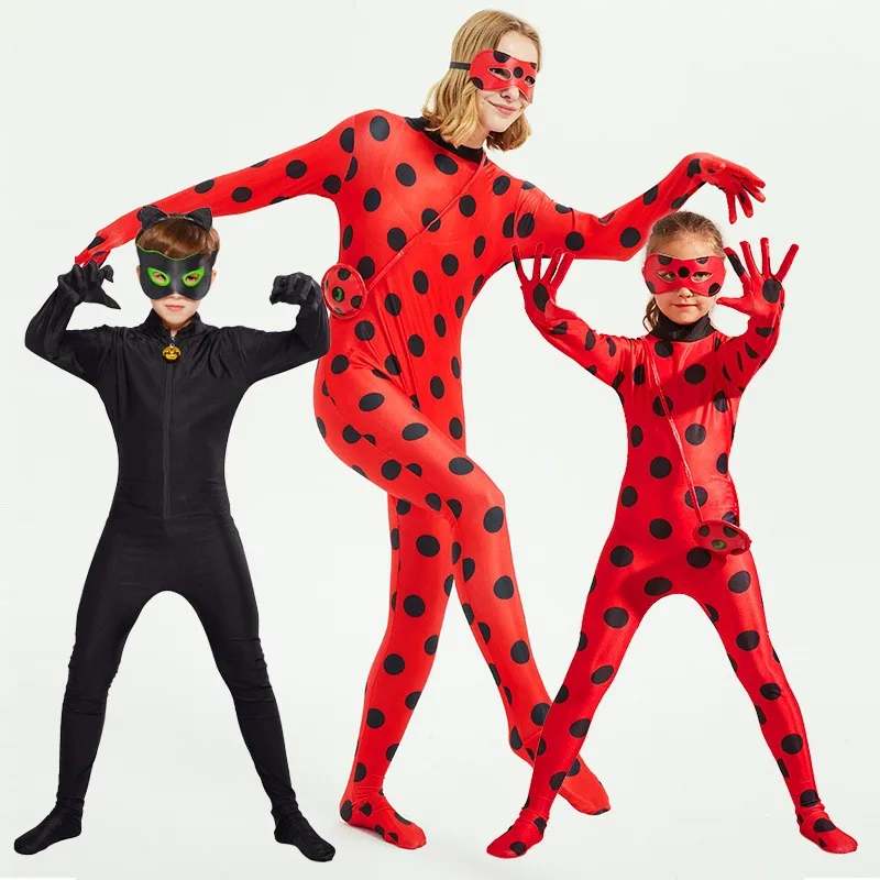 

Ladybug girl child adult stage acting costume clothes Reddy anime costume one-piece tights