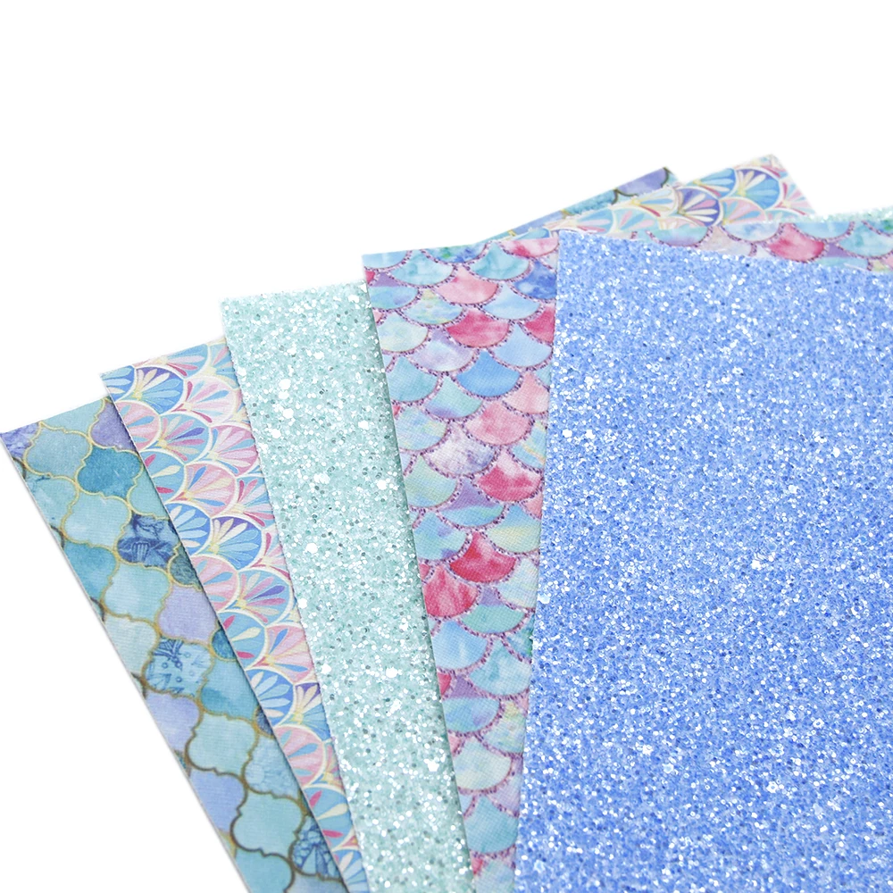 5 шт./лот 20*34 см рождественские чешуи с блестками печатные листы из искусственной