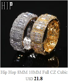 Хип-хоп популярные Bling Iced Out кубинская цепь медь циркон кольцо для мужчин женщин ювелирные изделия золото серебро