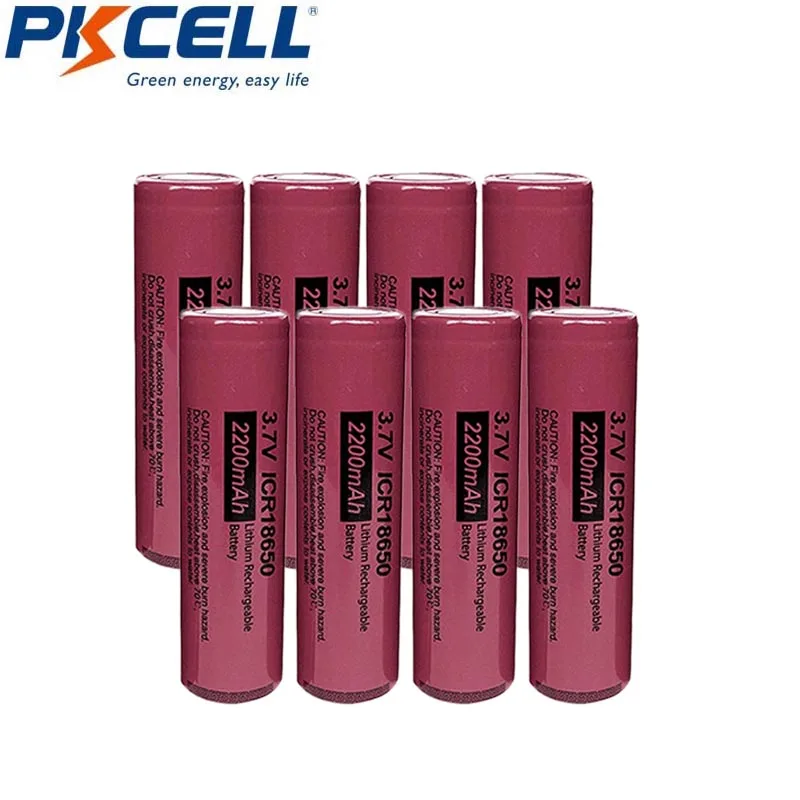 8 шт. PKCELL ICR 18650 ICR18650 3 7 v литий ионный аккумулятор 2200mAh плоский Топ без Pcm для