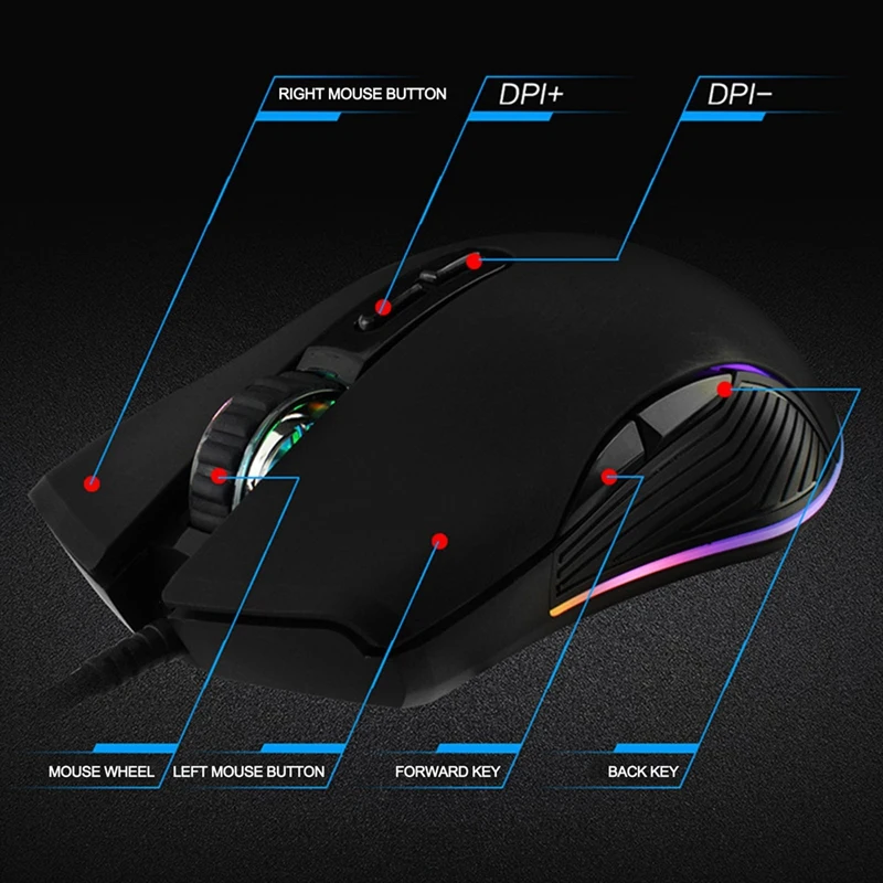 

7-Button Gaming Wired Mouse Colorful Breathing Led Light Gaming Chicken Mouse