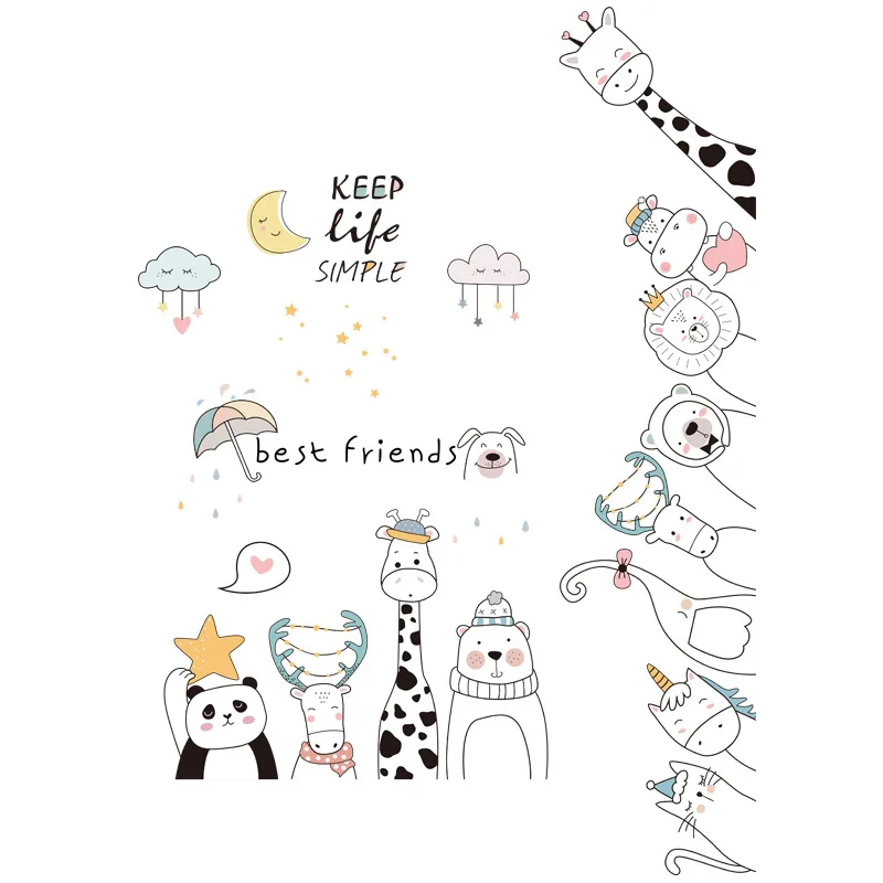 Zollor Наклейка на стену с изображением мультяшных животных милого льва медведя