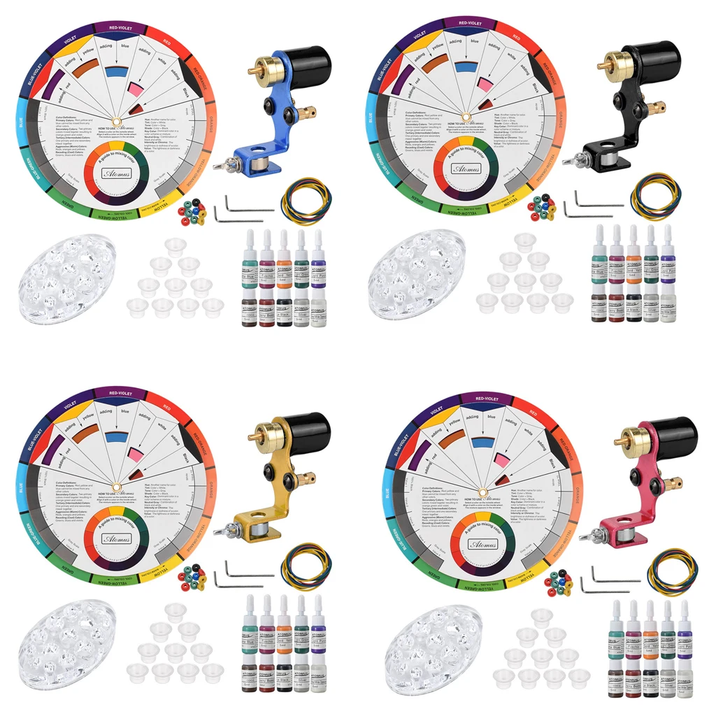 

Набор для тату-машинки, машинка для нанесения теней и подкладки, с направляющим колесиком для смешивания цветов, для макияжа, ногтевого знак...