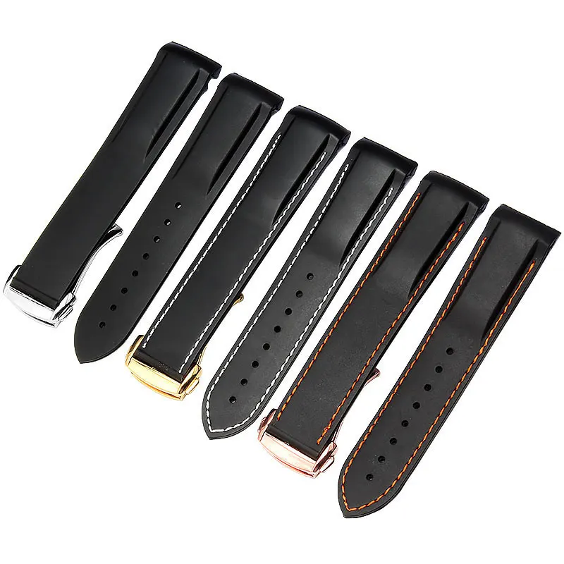 Водонепроницаемые силиконовые ремешки для часов с изогнутым концом без застежки