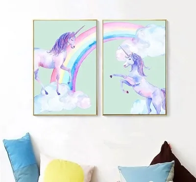 

Colorful Unicorn Wall Art Canvas Cuadros Decoracion Salon Wall Pictures for Living Room Painting Unframed Poster Animal Print
