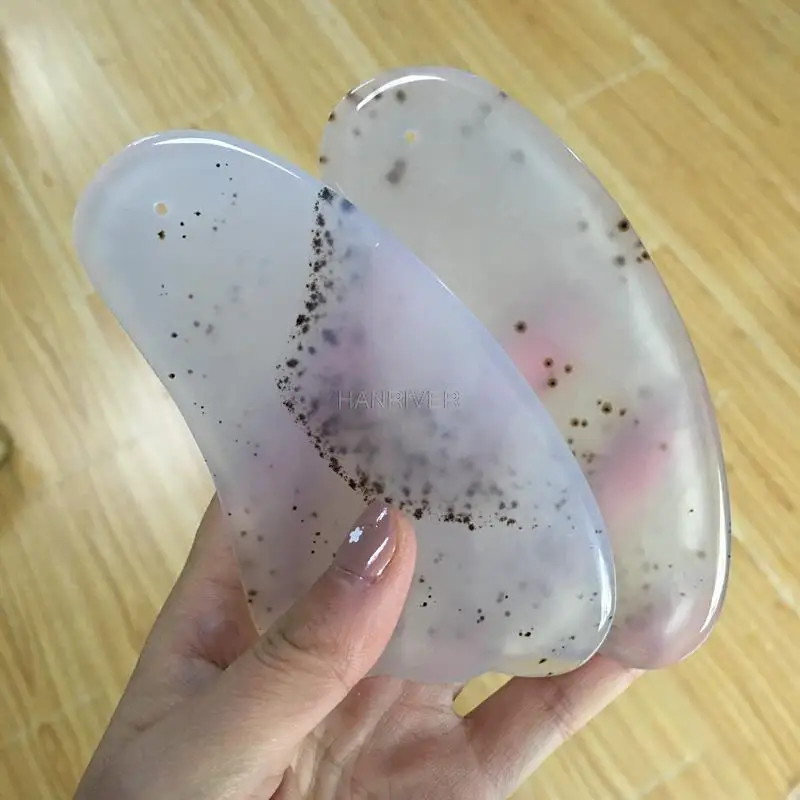 Agate Gouache Scraper Natural Jade Guasha Board Facial Eye Scraping Massage Stone Acupuncture Therapy Spa Health Care Gua Sha | Красота и