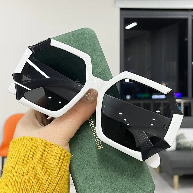 

Personality Trend Polygon Square Big Frame Men Women Sunglasses Fashion Retro Male Ladies Summer Travel Driving UV400 Glasses