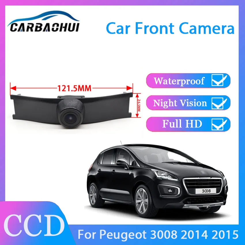 HD CCD Car Front View Parking Night Vision Positive Waterproof Logo Camera high quality For Peugeot 3008 2014 2015