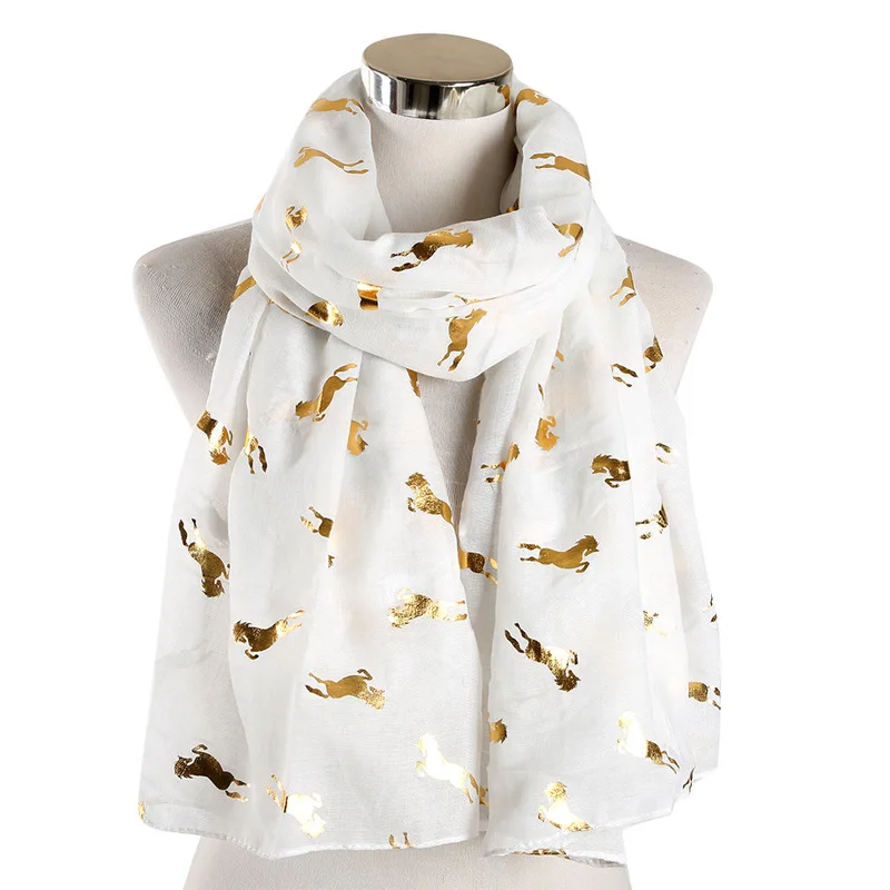 Продаются как Горячие пирожные животные лошади бронзирующий принт длинный шарф