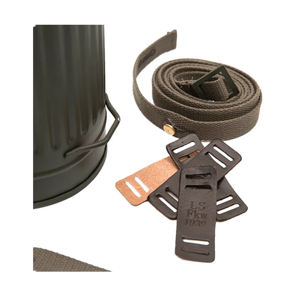 German Gas Mask Canister Leather Accessories Outdoor Tactical Tool Retro Box Storage Metal With Belt Recycling Pack