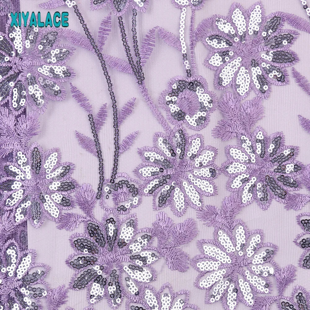 Желтая ткань 2019 Африканский кружевной тюль с пайетками Высококачественная