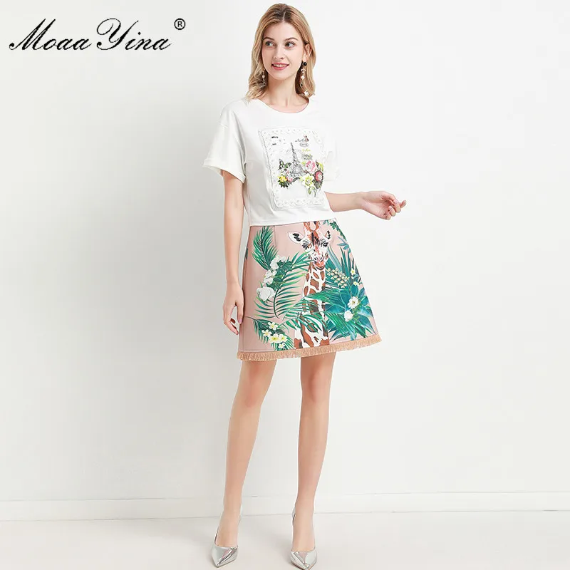 Модный дизайнерский комплект moaayina весна-лето женская футболка с коротким