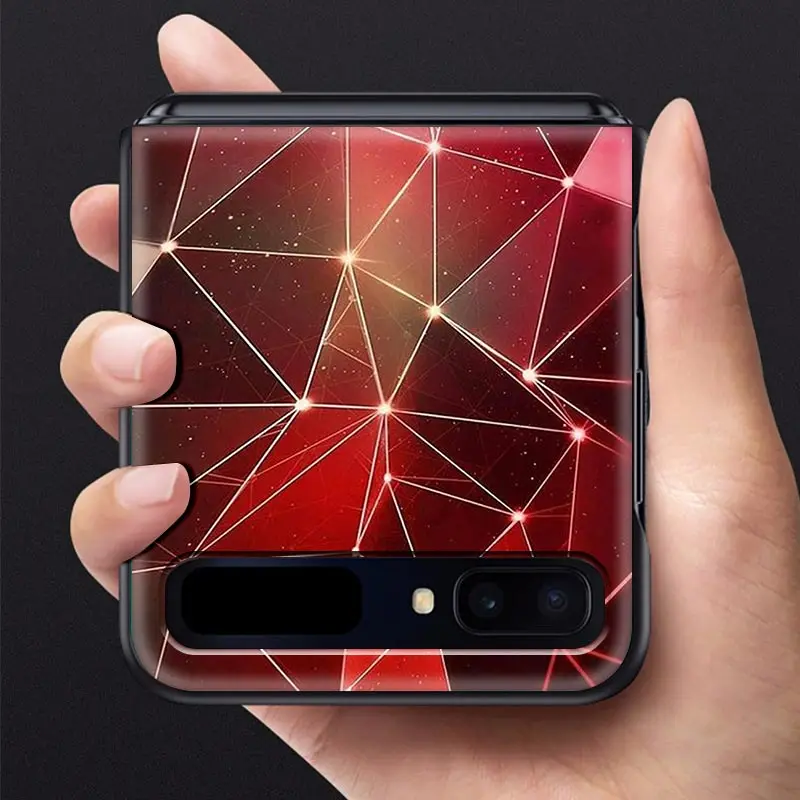 

Car Carbon Cibre Print Case for Samsung Galaxy Z Flip 6.7" PC Hard Phone Capas ZFlip 5G Black Hard Segmented Protect Coque Sac