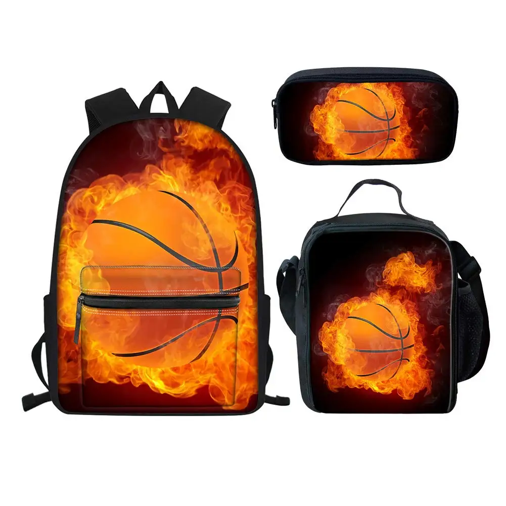 

Basketball Baseball 3Pcs 16Inch Kids School Bags Set 3D Printi Schoolbag Children Backpacks For Girls Boys Book Bag Student