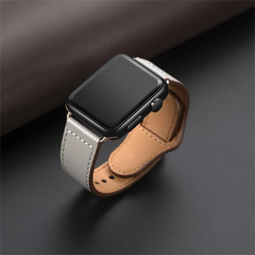 Из натуральной кожи петлевой ремень для apple watch, ремешок 42 мм 44 мм apple watch 4 5 38 мм 40 мм, для iwatch, версия 3, 2, 1, correa, сменный Браслет - Цвет ремешка: NEW gray