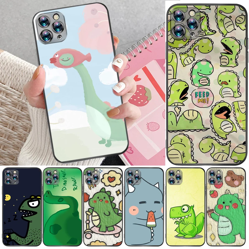 

Cute Flowers Funny Couples Dinosaur Color Painting Phone Case For iPhone 6 6S Plus 7 8 Back Cover Cases Coque