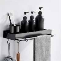 1pcs holder with towel rod no drilling floating shelf organizer bathroom shelf shower storage rack shampoo tray stand
