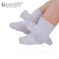 gooulfi baptism baby socks in white newborn baby accessories unisex christening cross embroidery lace cotton calcetines bebe